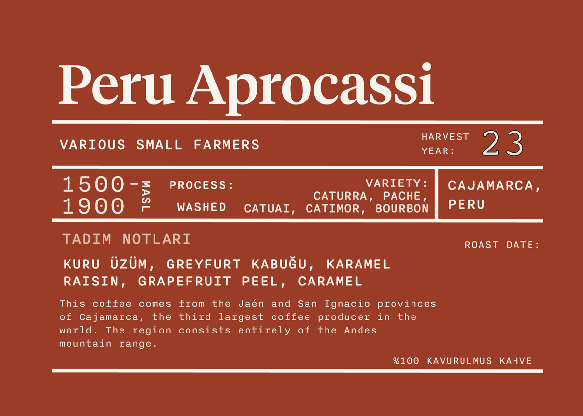 Peru, Aprocassi Washed Process - Filtre Kahve